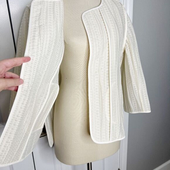 NEW Lafayette 148 NY ivory Open Front Jacket Blazer Size L - Picture 2 of 11